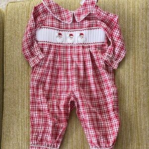 Red Plaid Kids Christmas One Piece